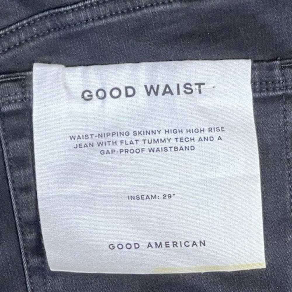 Good American Jeans Womens 6/28 Good Waist Skinny Black Side Slit NEW - Picture 11 of 13